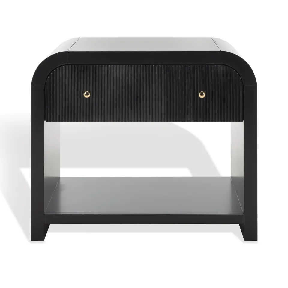 Liabella 1 Drw Curved Nightstand - Black/Gold