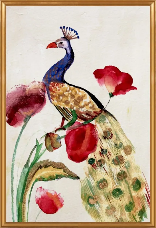 blue gold peacock by Ruti Shaashua for Artfully Walls
