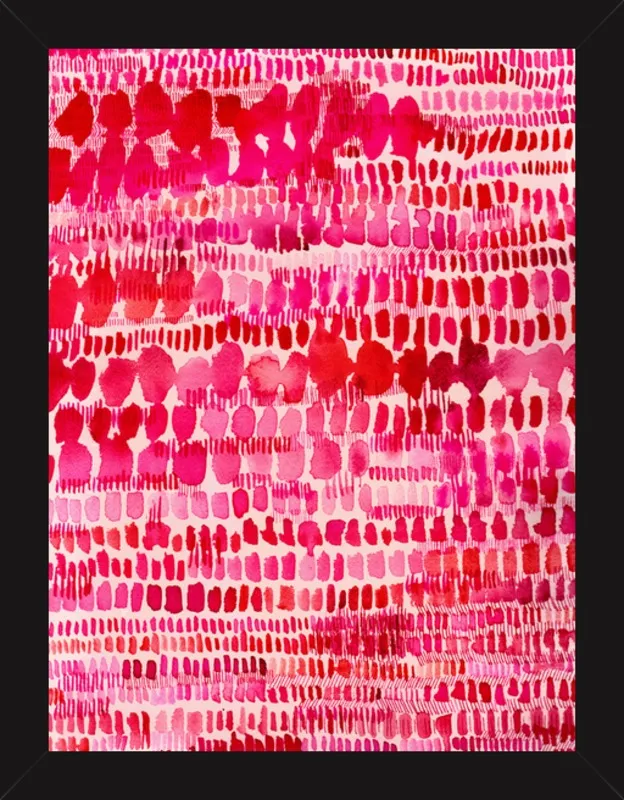 Pink and Red Watercolor Patterns Wall Art  by Paula Mills for Artfully Walls