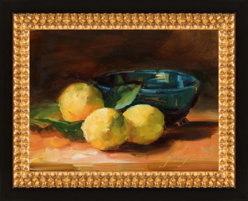 Lemons and Blue Bowl by Georgesse Gomez for Artfully Walls