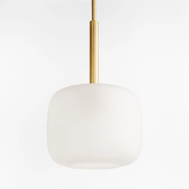Colombe Burnished Brass and Glass Pendant Light 10"