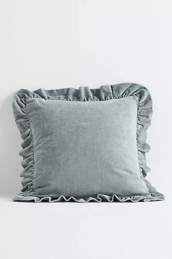 Ruffled Velvet Throw Pillow