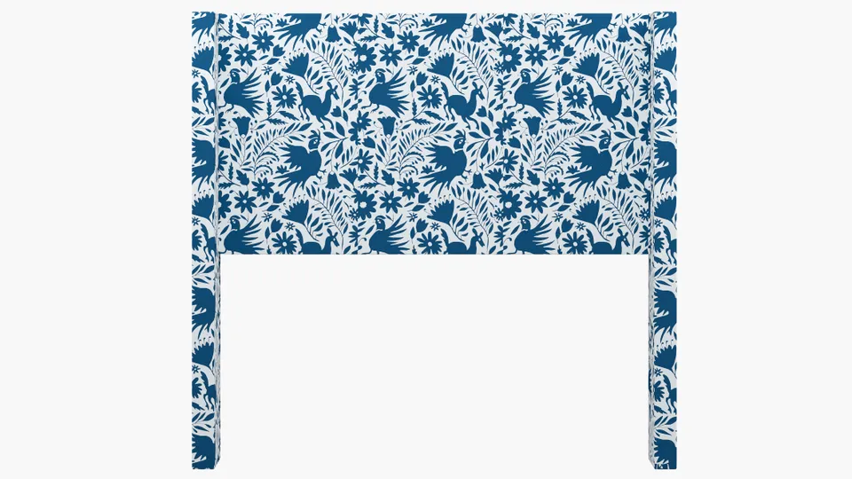 Modern Wingback Headboard, Cerulean Frida, Full