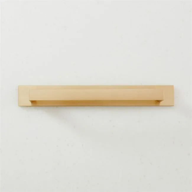 Damon Brushed Brass Cabinet Handle with Back Plate 6"