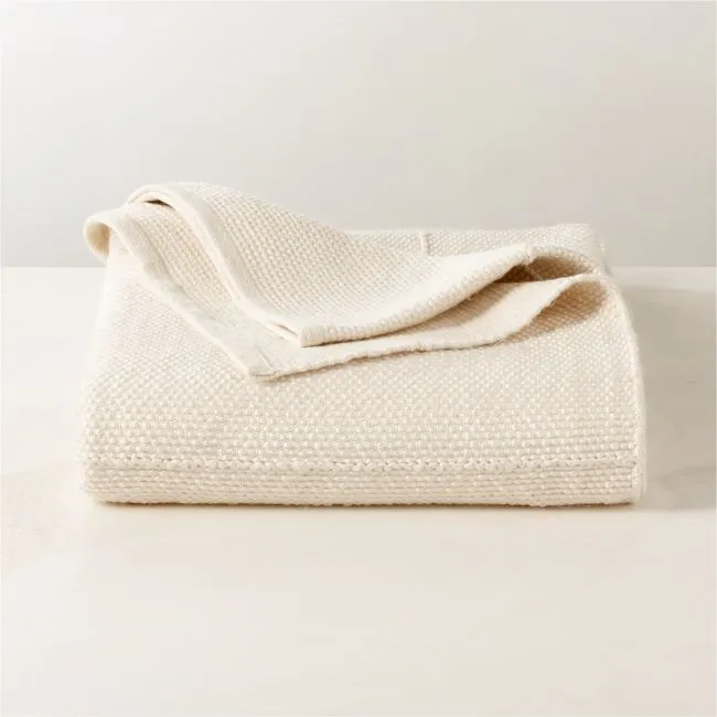 Berrini Handwoven Warm White Full/Queen Bed Blanket