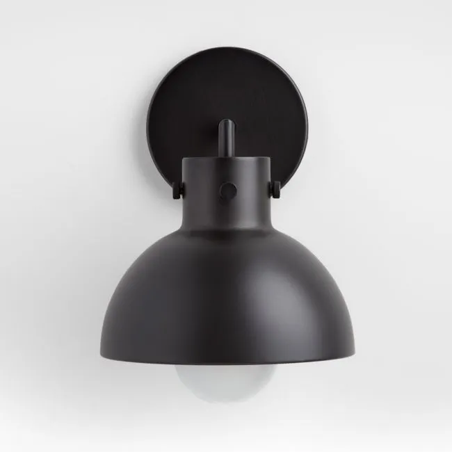 Dakota Black Sconce Light with Small Black Dome