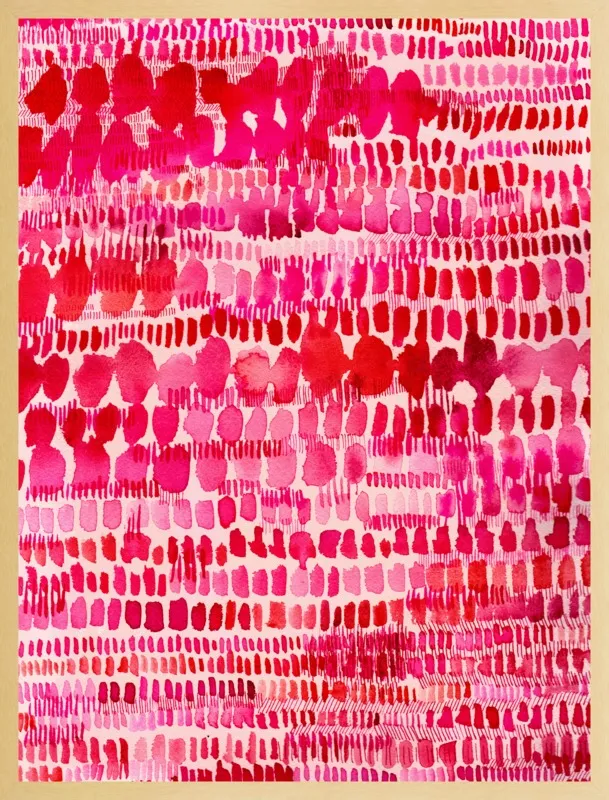 Pink and Red Watercolor Patterns Wall Art  by Paula Mills for Artfully Walls
