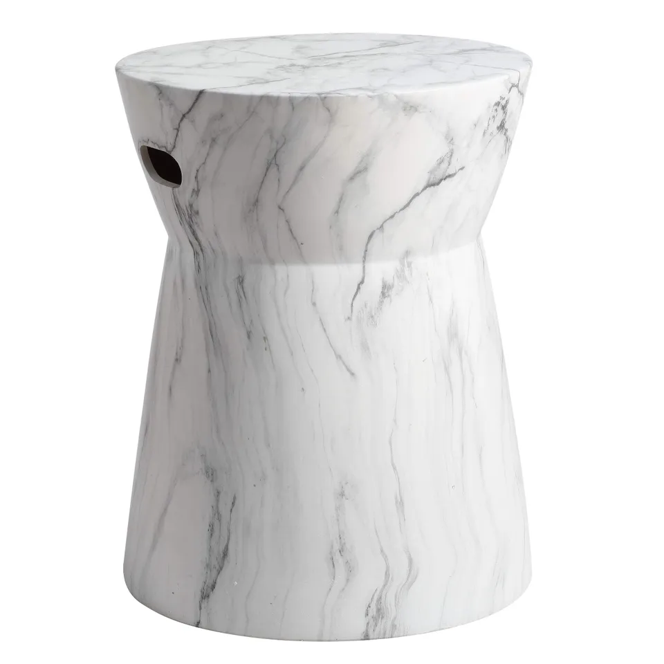 Balboa Marble Garden Stool - White/Black Marble