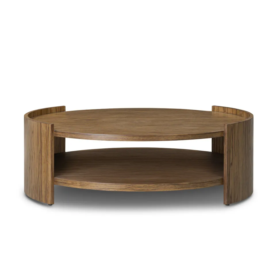 Damari Round Coffee Table - Medium Brown Limba
