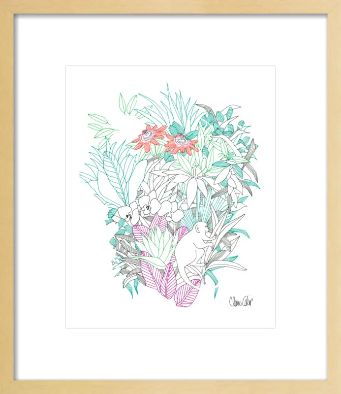 Passionflowers, orchids and the squirrel monkey  by Claire Colin for Artfully Walls