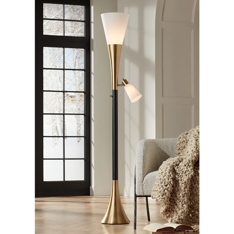 Possini Euro Fortuna 72 1/2" Torchiere Floor Lamp with Reading Light