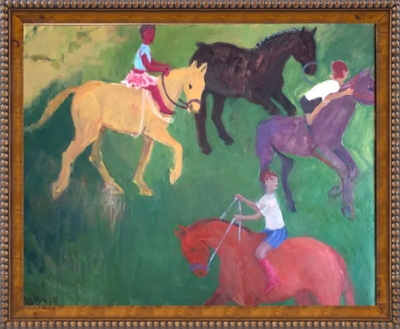 Four Horses, Three Riders by Megan Williamson for Artfully Walls
