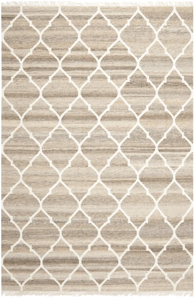 Arlo Home Hand Woven Flatweave Area Rug, NKM317A, Light Grey/Ivory,  6' X 9'