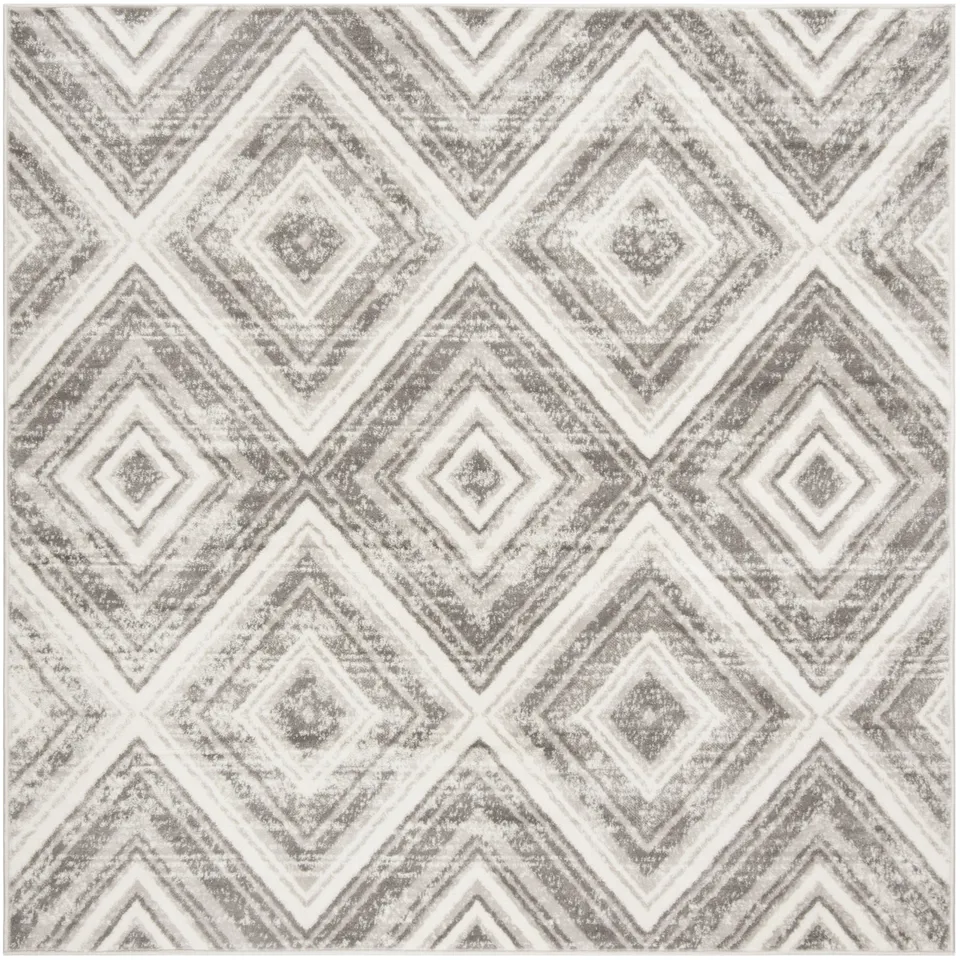 Arlo Home Woven Area Rug, SKY120K, Grey/Ivory,  6' 7" X 6' 7" Square