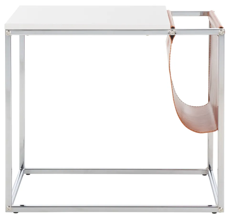 Eugenia Side Table - White / Chrome