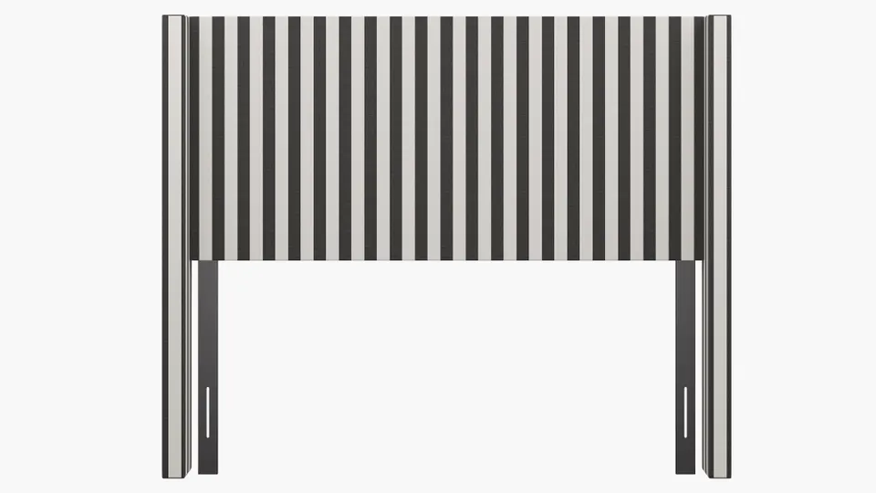 Modern Wingback Headboard, Ink Cabana Stripe, Queen