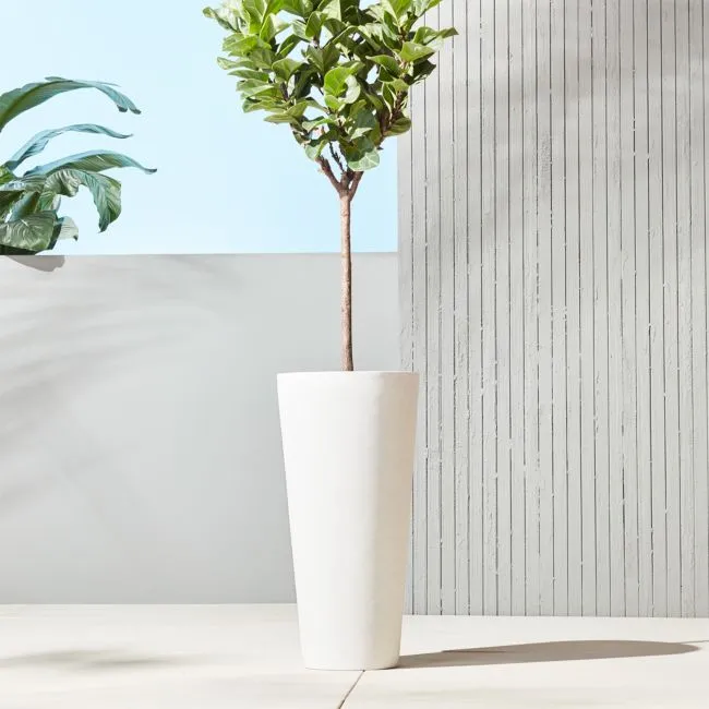 Shore White Cement Indoor/Outdoor Large Planter 28" Set of 2