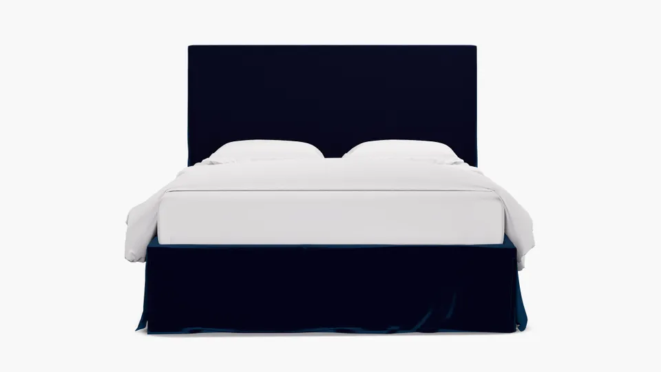 Slipcovered Bed, Cobalt Performance Plush Velvet, Twin