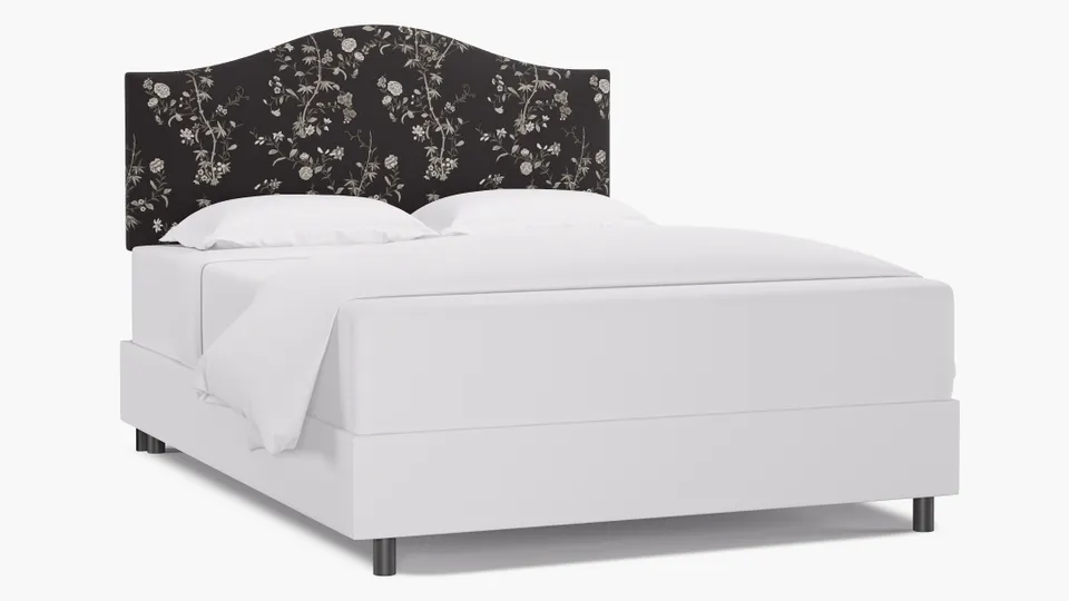 Camelback Headboard, Black Bamboo Garden, Queen