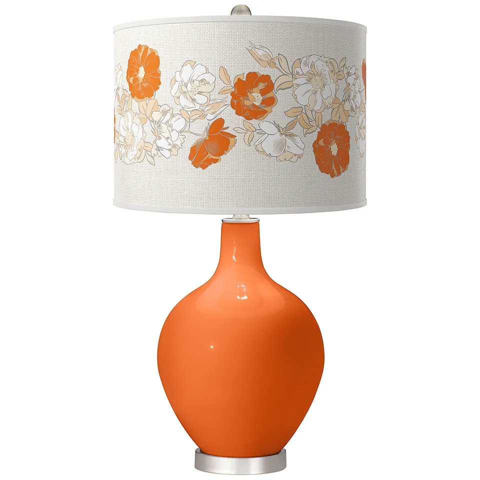 Color Plus Ovo 28 1/2" Rose Bouquet Shade Invigorate Orange Table Lamp