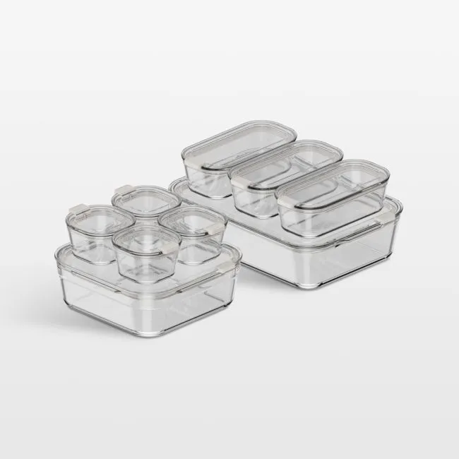 cliik Stack Cream 18-Piece Glass Food Storage Container Set