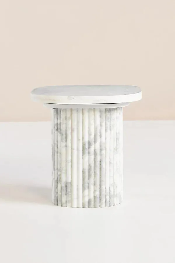 Kanta Square 18" Fluted Marble Side Table