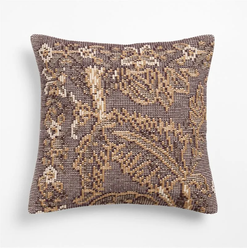 Hillsfield Organic Cotton 20"x20" Deep Burgundy Throw Pillow Cover
