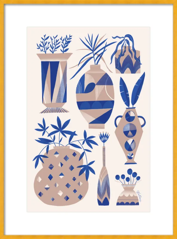 Risograph Vases: suede and cobalt by Erin Wallace for Artfully Walls