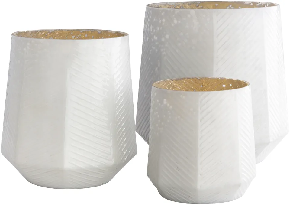 Pearl PEL-001 10"H x 9"W x 9"D,  8"H x 7"W x 7"D,  12"H x 11"W x 11"D Candleholder/Candle