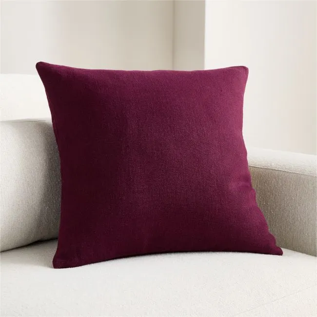 Relaxed Linen 20"x20" Deep Burgundy Layering Throw Pillow Cover with Down-Alternative Insert