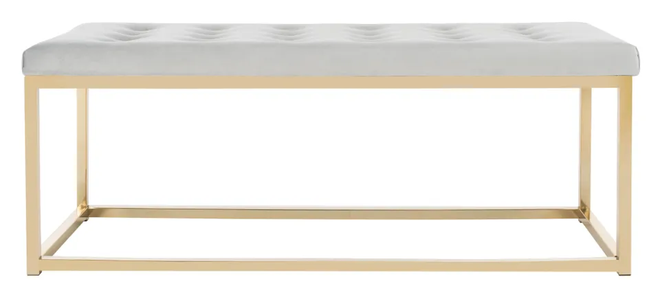Reynolds Velvet Bench - Gray/Brass