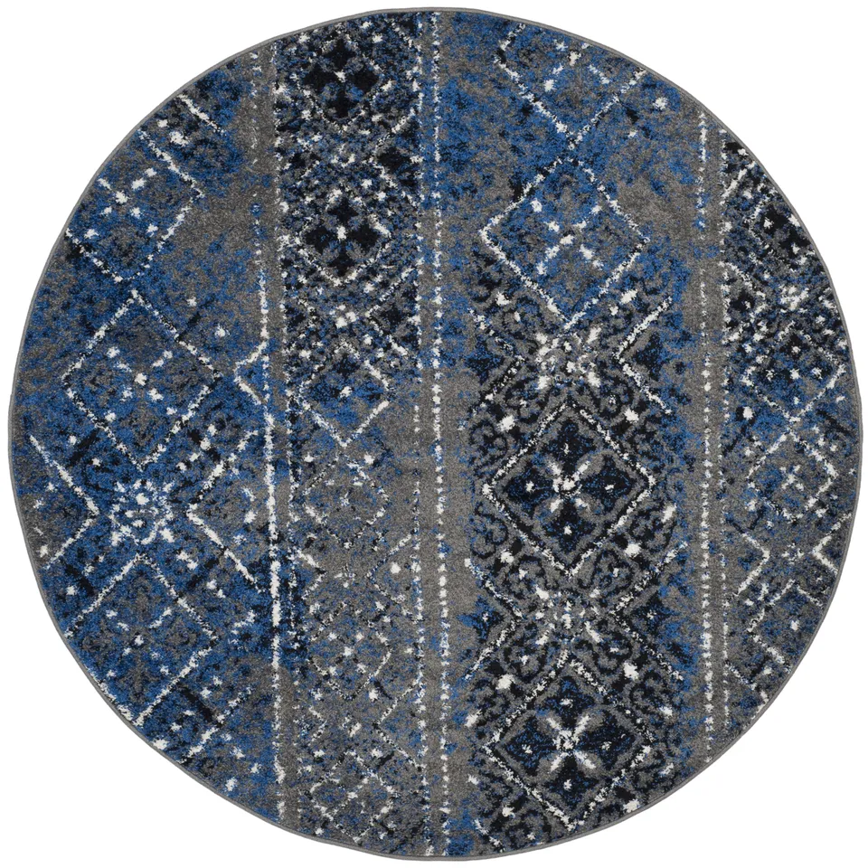 Arlo Home Woven Area Rug, ADR111G, Silver/Multi,  4' X 4' Round