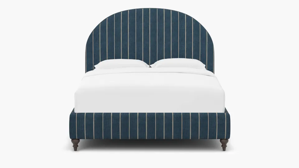 Demilune Bed, Indigo Felix, Espresso Traditional Turned Leg, King