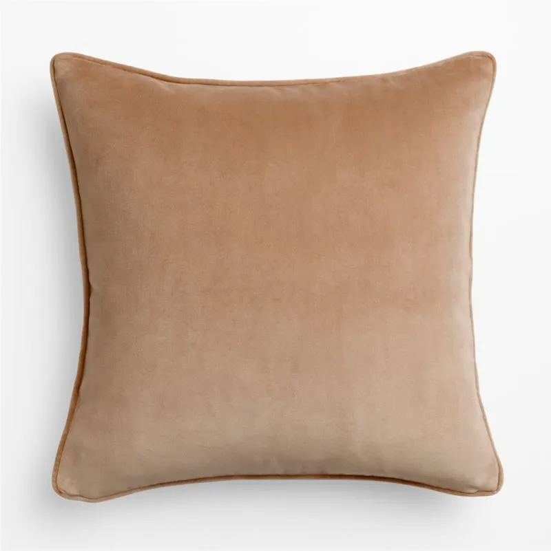 Soft Focus Organic Cotton Velvet 20"x20" Warm Rose Throw Pillow Cover by Laura Harrier and Tiffany Howell