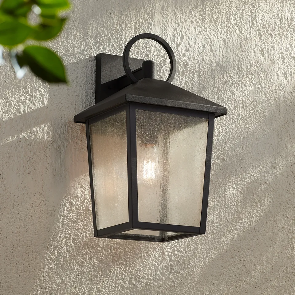 John Timberland Westmont 18" High Sand Black Outdoor Wall Light