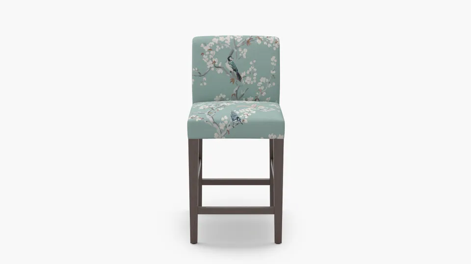 Signature Dining Counter Stool, Mint Cherry Blossom, Espresso Square Tapered Leg