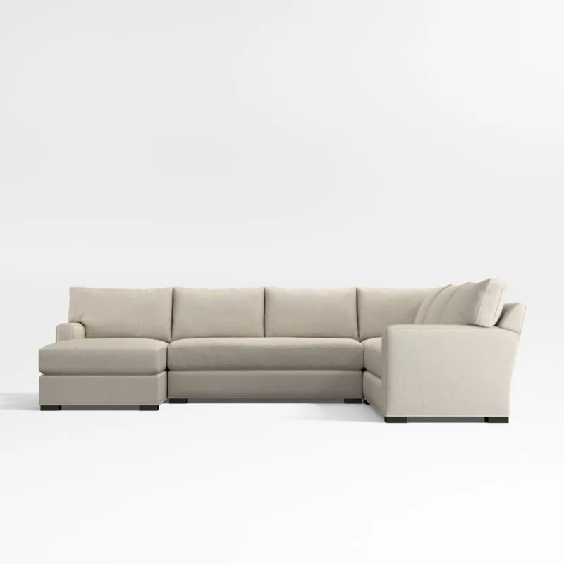 Axis Classic 4-Piece L-Shaped Bench Sectional Sofa with Chaise Lounge