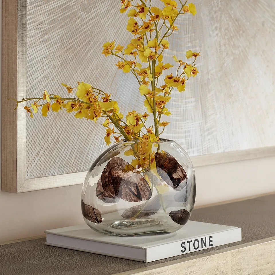 Dahlia Studios Beatrice 10 1/4" Wide Brown Transparent Glass Vase