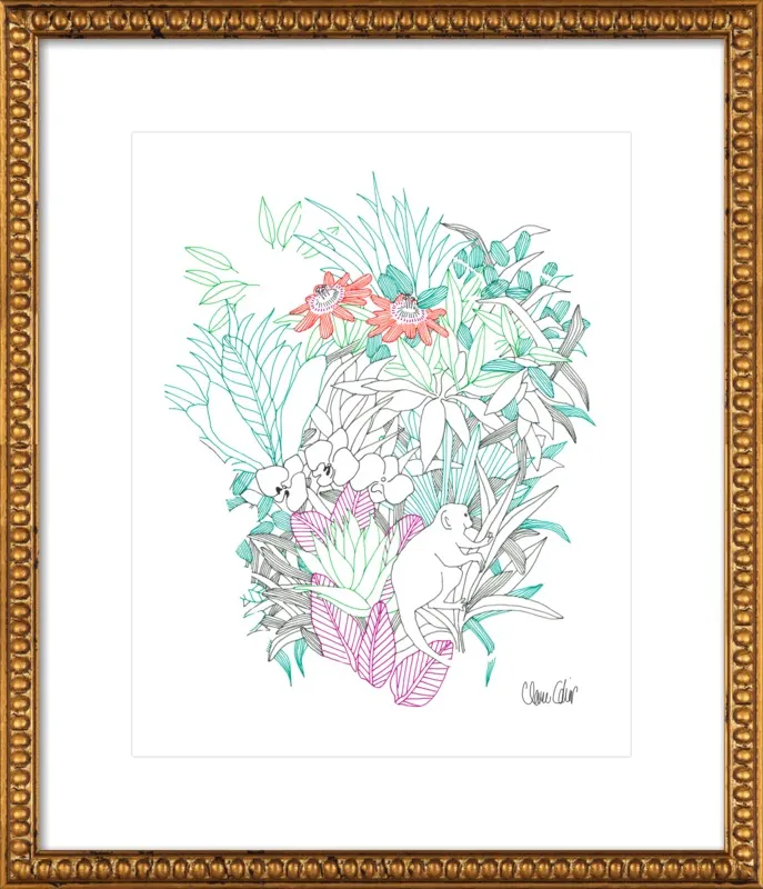 Passionflowers, orchids and the squirrel monkey  by Claire Colin for Artfully Walls