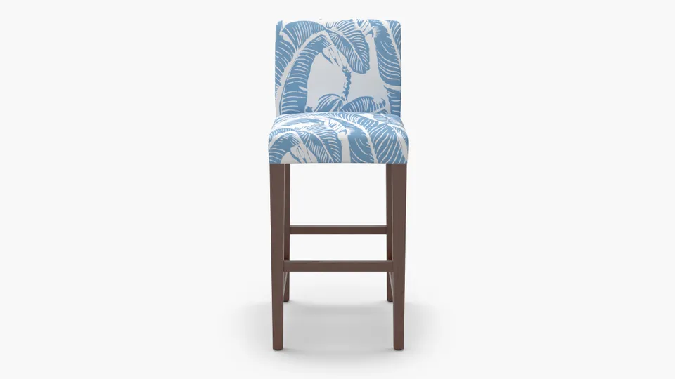 Signature Dining Bar Stool, Cornflower Martinique® Encore, Walnut Square Tapered Leg