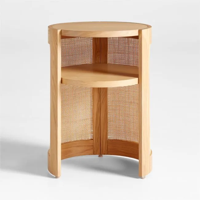 Cane 18" Natural Wood Round Nursery Side Table