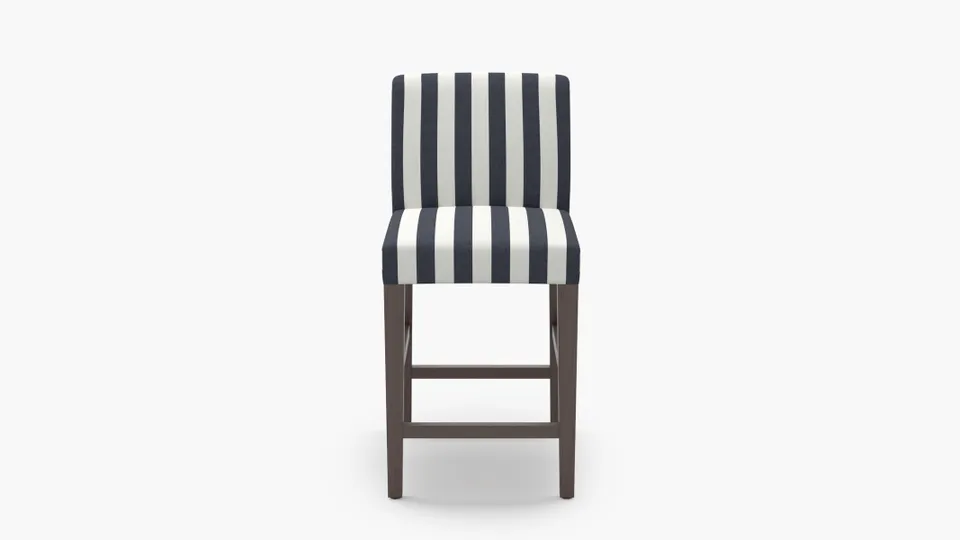 Signature Dining Counter Stool, Navy Cabana Stripe, Espresso Square Tapered Leg