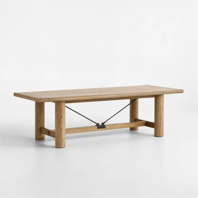 Breckenridge 100"-126" Weathered Rustic Oak Wood Extendable Dining Table