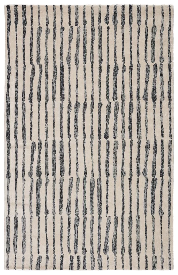 Nikki Chu by Saville Handmade Abstract Cream / Slate Gray Area Rug (12'X18')