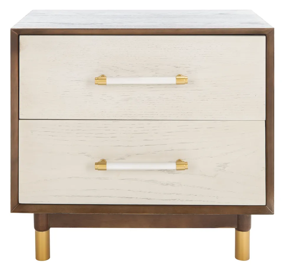 Justice 2 Drawer Nightstand - Walnut / White Washed