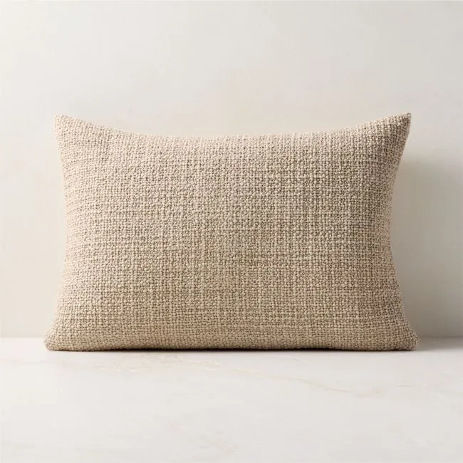 Marco Sepia Brown Woven Italian Wool Lumbar Pillow Cover 22"x15"