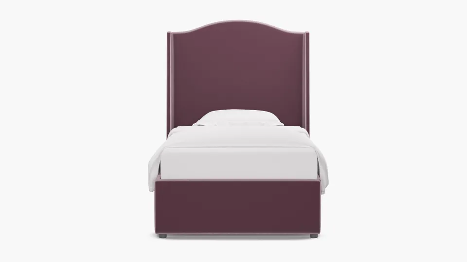 Curved Wingback Bed, Lavender Performance Plush Velvet, Twin