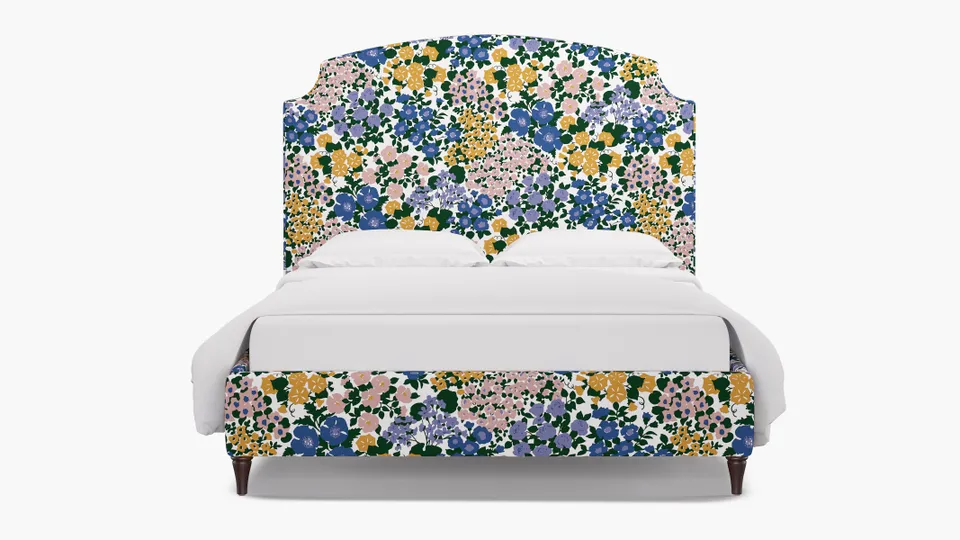 Cove Bed, Lavender Million Flowers, Espresso Decorative Tapered Leg, King