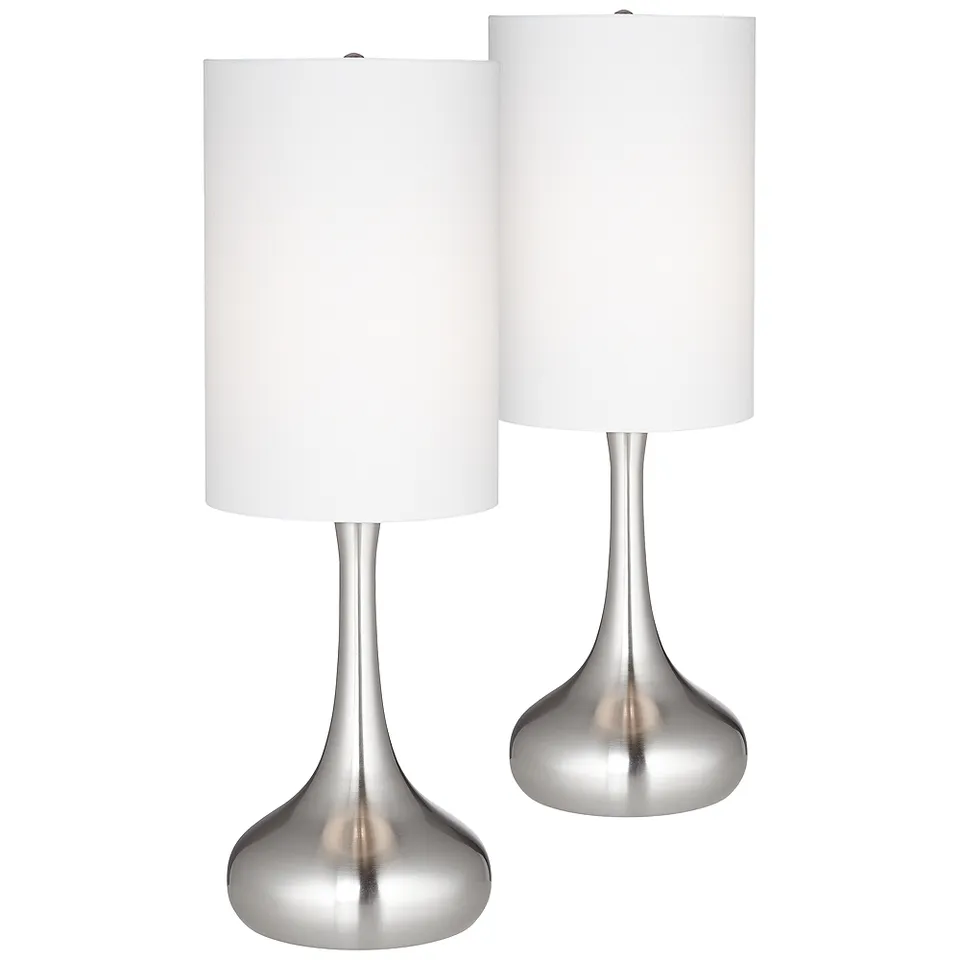 Possini Euro Droplet 24 1/2" Brushed Steel Modern Table Lamps Set of 2