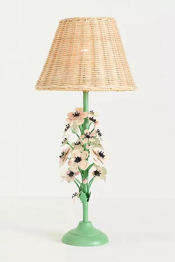 Floral Tole Iron Table Lamp
